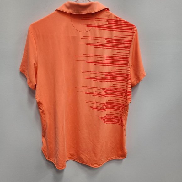 Under Armour Heat Gear Womens Golf Polo Shirt XL Orange Short Sleeve Loose Fit - Picture 2 of 6